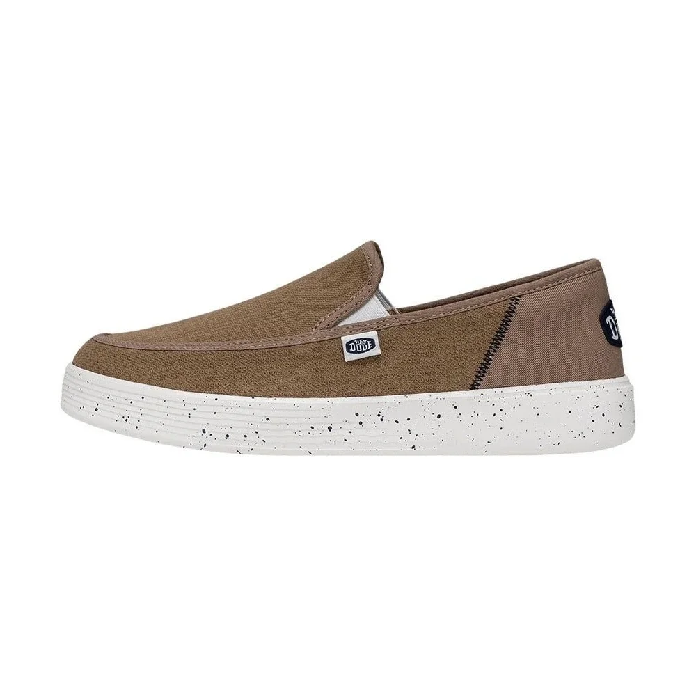 Hey Dude Wally Sox Brown Textile Slip On Loafers Speckled Sole Shoes Casual 10